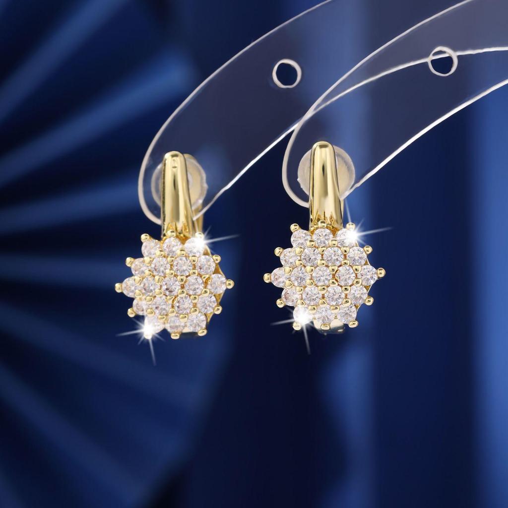 Elegant Sunflower Zircon Ear Cuff Earrings: High-End Luxury Fashion