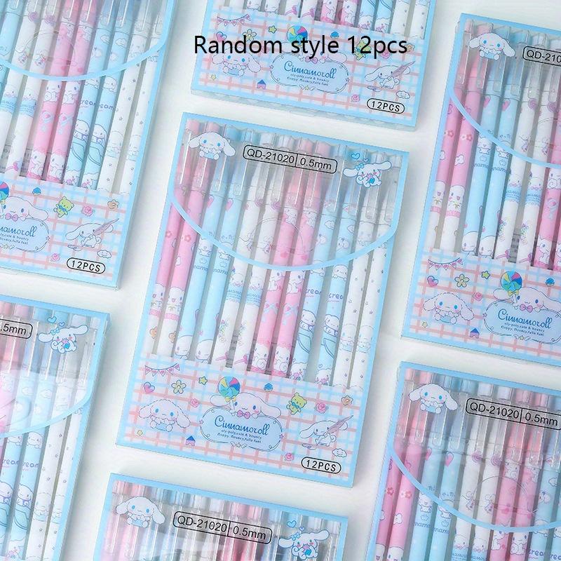 

12Pcs Sanrio HelloKitty My Melody Kuromi 0.5mm Cartoon Cute Blue Puppy Straight Bar Neutral Pen Student Sign Pen Exam Pen Gift Pen Back To School Seas Random style 12pcs