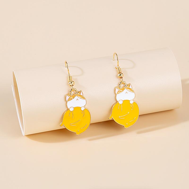 Fashion Cute Fox Koi Cat Rabbit Earrings for Women Girls Sweet Cartoon Enamel Painted Animal Earrings Jewelry Gift