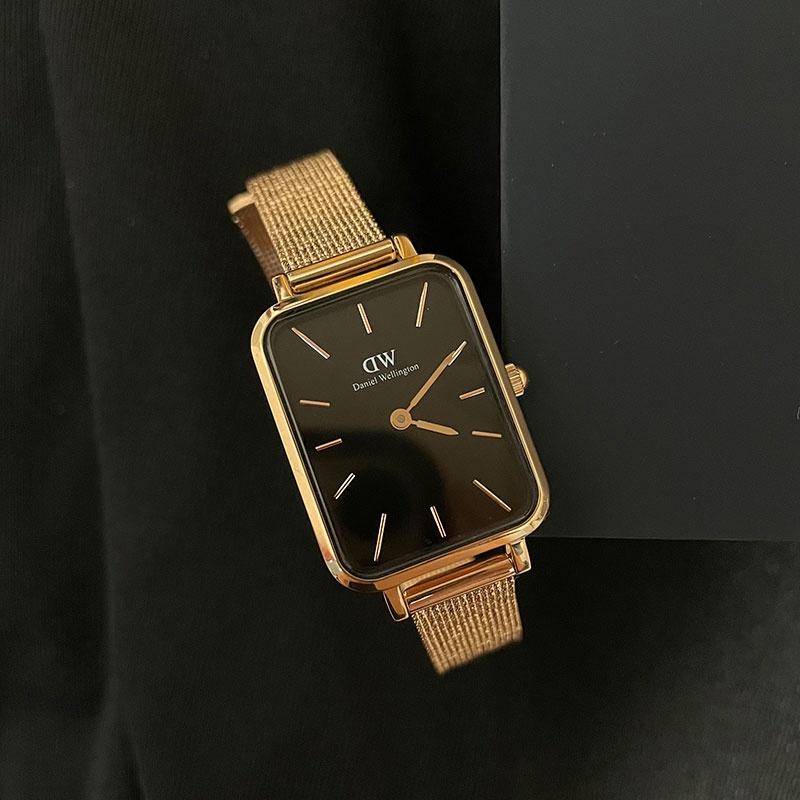 Daniel Wellington QUADRO series small square watch watch quartz movement stainless steel strap black dial women's watch small square watch DW00100432
