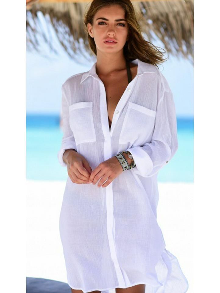 Women's Summer Swimwear Cover-Up: Two-Pocket Bikini Outerwear with Sun Protection