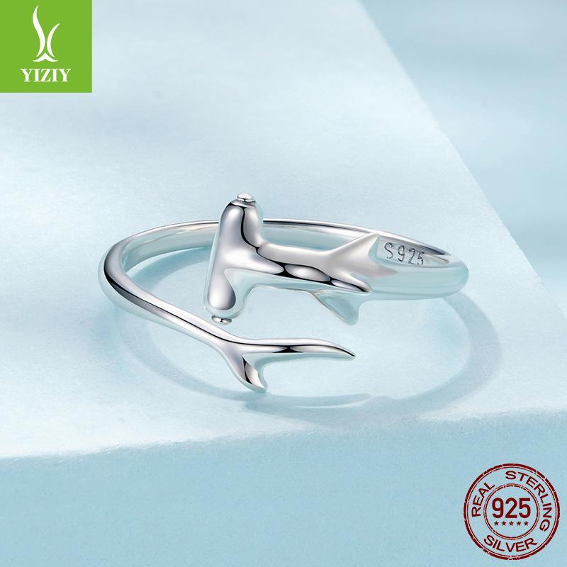 Cold Wind Hammerhead Shark Open Ring Men And Women S925 Sterling Silver Shark Ring Jewelry
