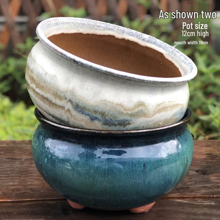 Stor Handgjord Keramik Kruka för Suckulenter och Grönska, Andningsbar Lerkruka i Lila Lera