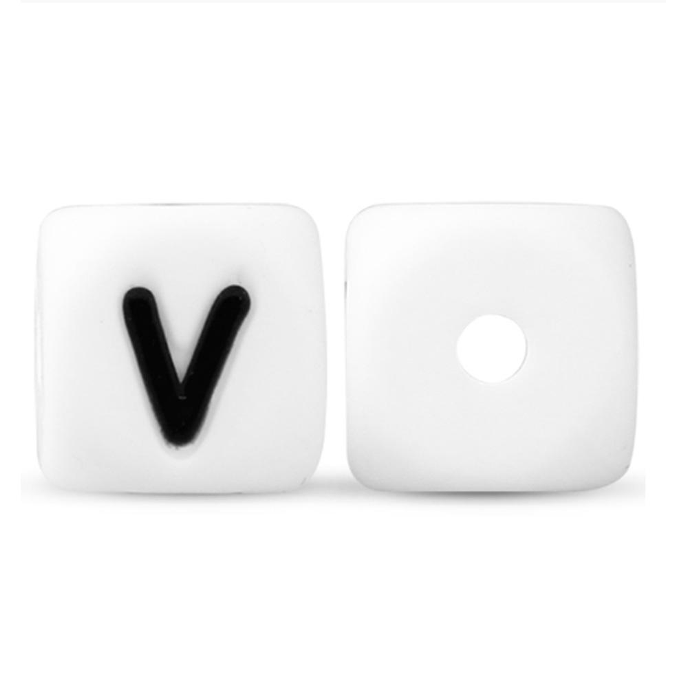 50Pcs/lot Silicone Bead Letters 12mm White Silicone Alphabet Beads DIY Bracelet Pacifier Chain Accessories For Jewelry Making