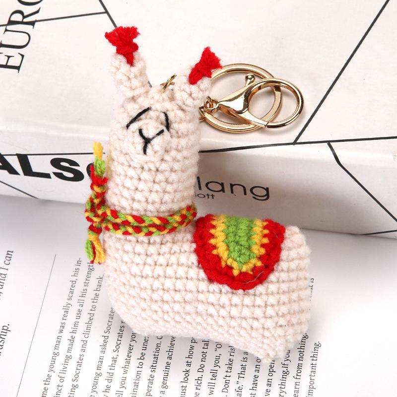 Vtipné zvířecí přívěsky Ručně tkaná alpaka Dekorace na tašku Háčkované ovečky Klíčenky Pletené zvířecí kroužky na klíče