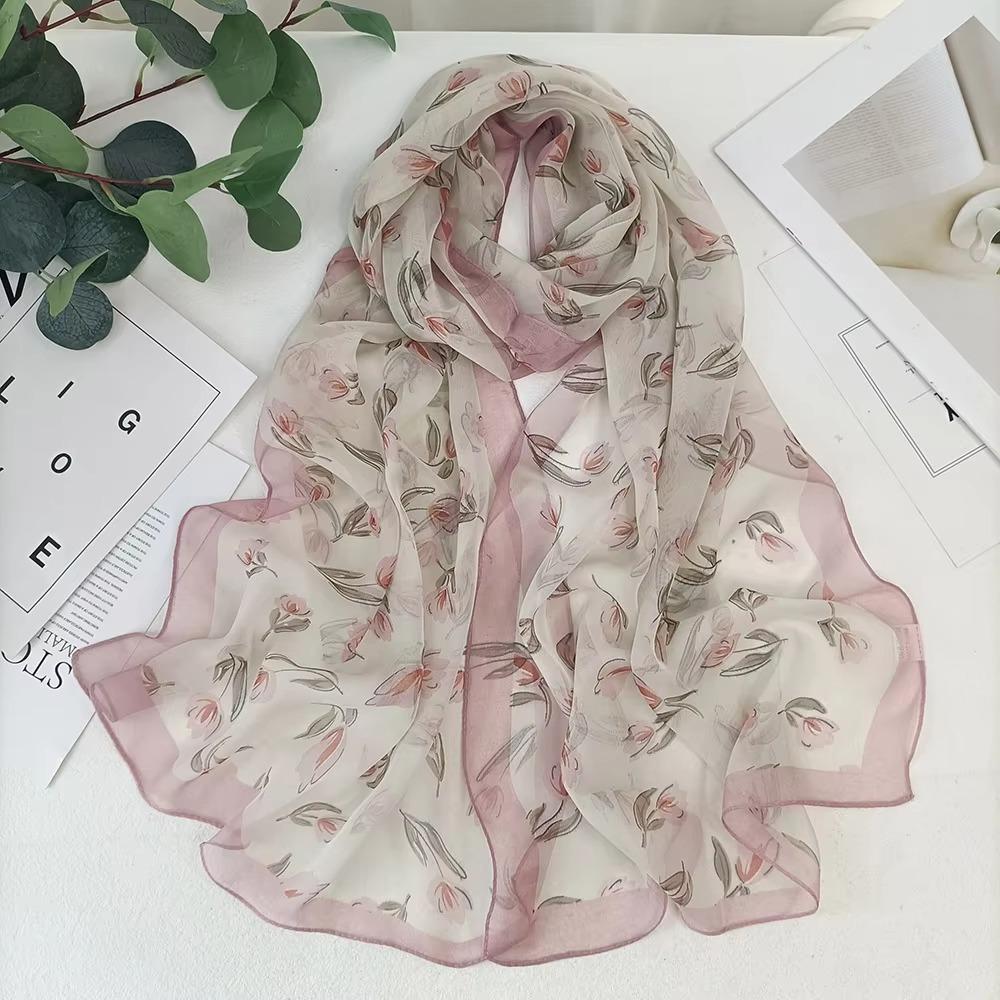 1Pcs Chiffon Georgette Silk Scarf Elegant Bandana Scarf Durable Headband Shawl Summer Beach