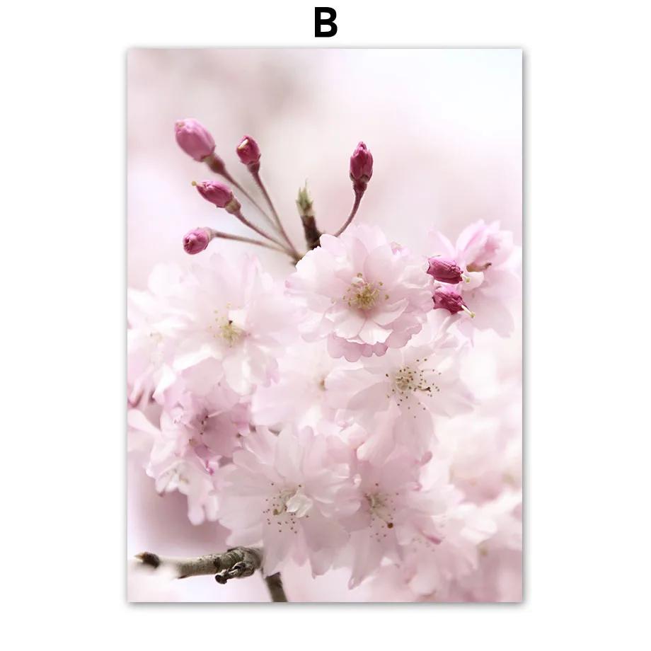 Cherry Blossoms Pink Flower Quotes Minimalist Wall Print Canvas Posters for Living Room Modern Home Decor