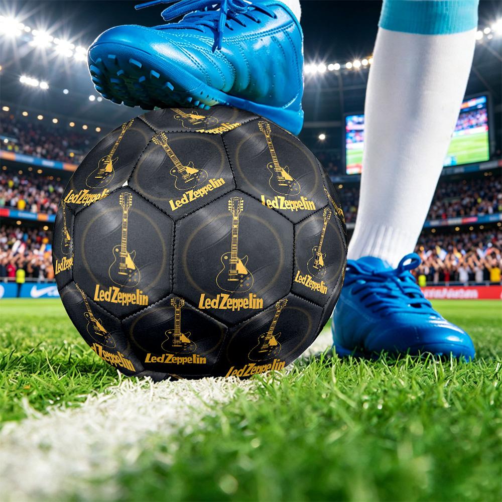 Led Zeppelin Print Standard Size 5 Soccer Ball Durable Shock?Absorbing Ball For Training Match Outdoor Play