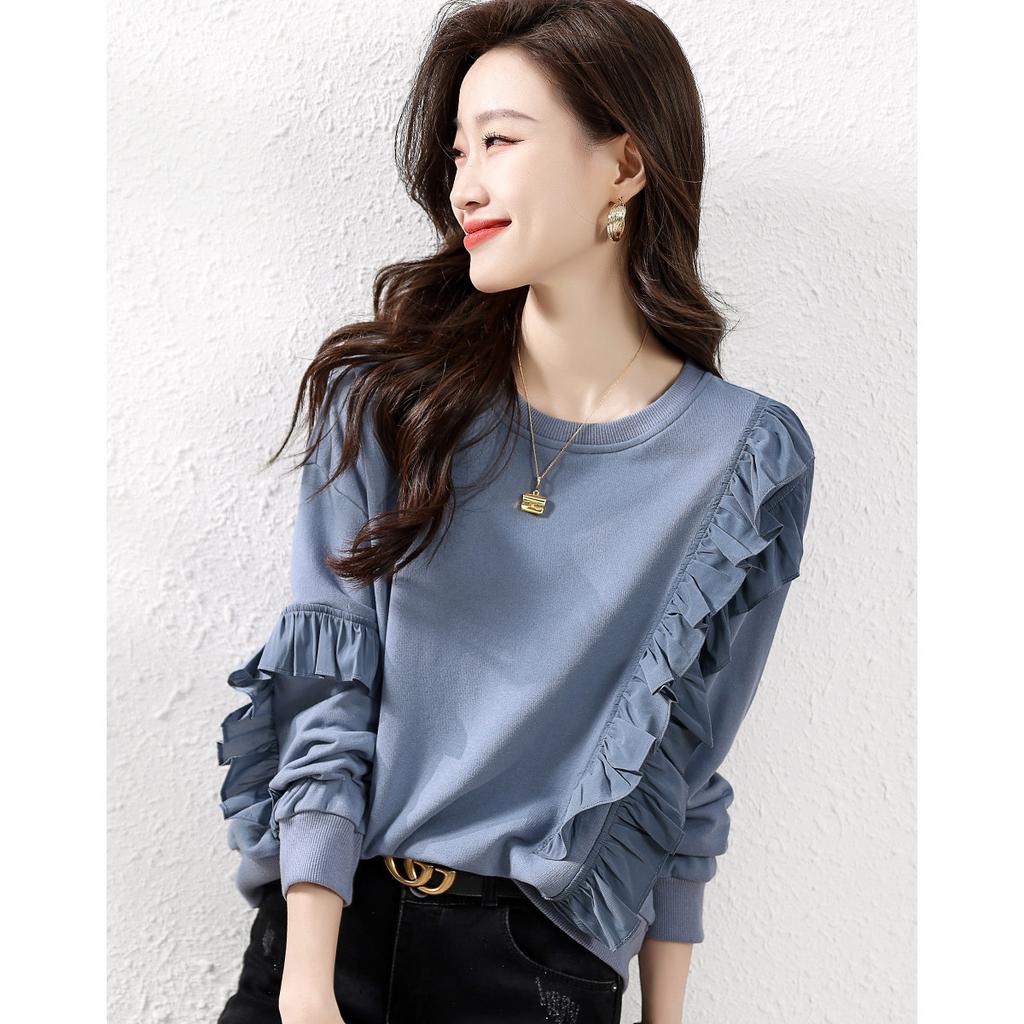 New Autumn Design In Autumn Clothes Year with Ruffled Autumn and Winter Sweater Girl