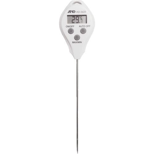 A&D Waterproof Pen-Style Thermometer AD-5625 White, Dimensions: 40mm W x 40mm D x 176mm H (excluding protrusions)
