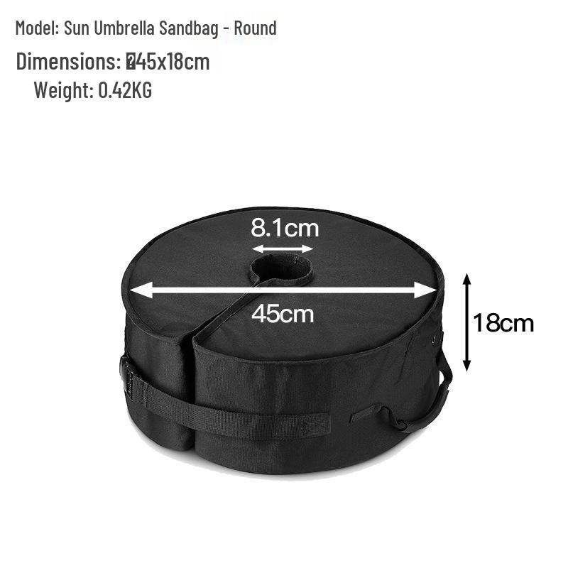 Waterproof Oxford Cloth Sandbag for American, Banana, Roman & Straight Sun Umbrellas Black 600D PVC
