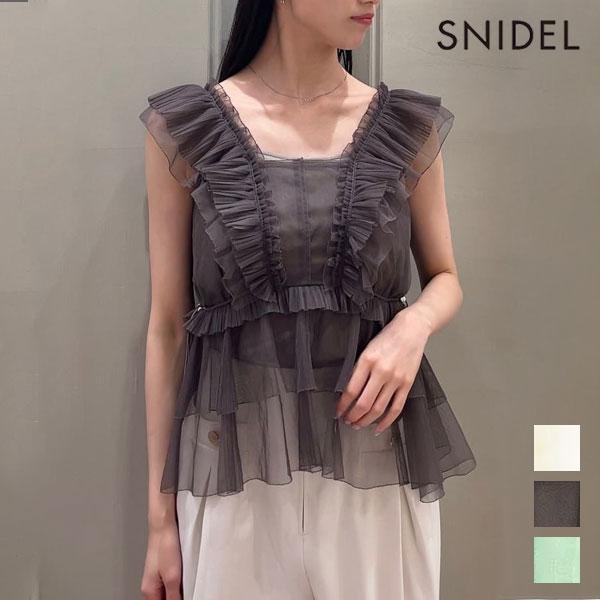 SNIDEL Tops 26 Spring/Summer Sustainable Tulle Peplum Blouse Sleeveless Mid Length Sheer swfb261180