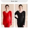 Women's Lace V-Neck Thermal Underwear Set - Slimming, Shaping, Heat-Generating Cotton