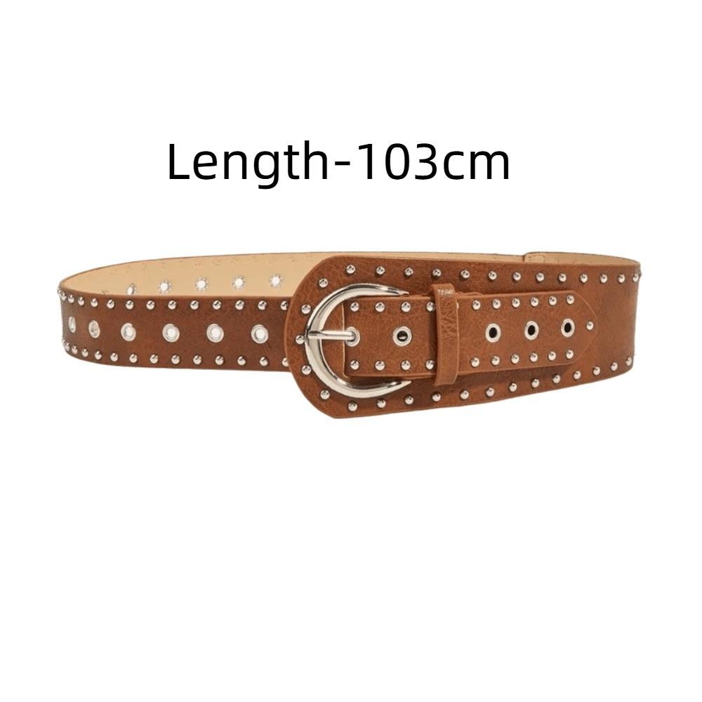 Rivets Design Studded Belt Wide Belt Waist Strap Fashion Punk Belt Y2K Style