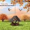 Birds Feeders Outdoor Hanging Wooden Birds Feeder with Weatherproof Metal Roof Wildbird Feeder House for Garden Courtyard Decor
