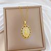 Titanium Steel, Empty Egg-Shaped Portrait, Light Luxury Temperament, Gorgeous Full Diamond Necklace, Female Versatile Collarbone Chain