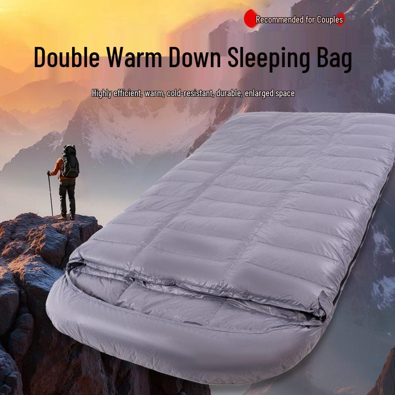 50% Duck Down Ultra-Light Double Sleeping Bag for All Seasons - Perfect for Outdoor Couples