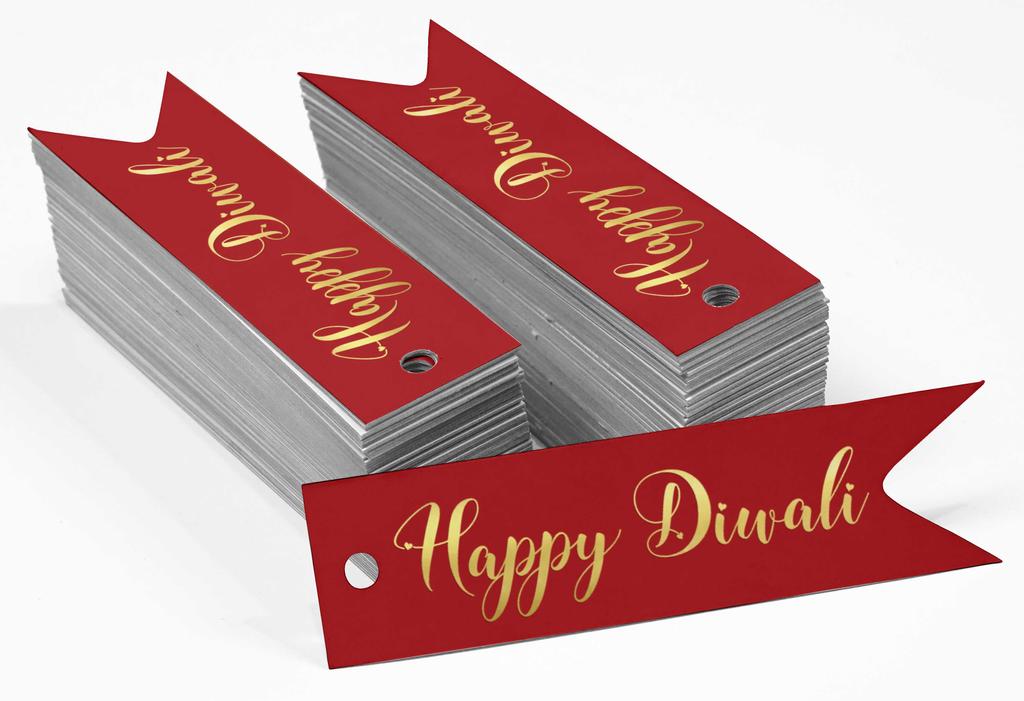 Inkdotpot Pack Of 100 Happy Diwali Favor Paper Tags Craft Real Gold Foil Hang