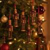Mini Wooden Hanging Figure for Christmas Tree Display, Seasonal Figure with Ribbon Detail and Ready String for Wreath, Gift, and Shelf Use