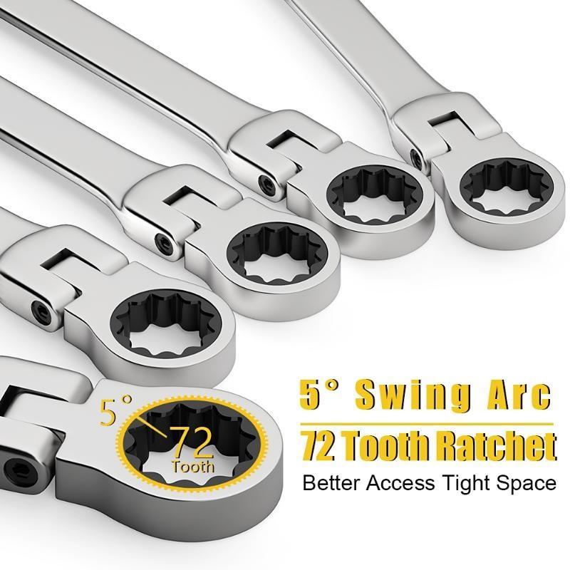 1Pcs Universal 72 Tooth Ratchet Wrench Dual Purpose Adjustable Head Opening Plum Blossom Saves Effort Quick Wrench