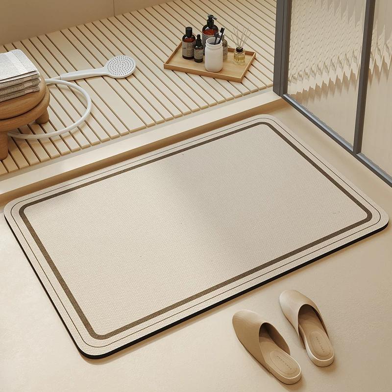 Bathroom Mats Cream Wind Diatom Mud Absorbent Pad Bathroom Entrance Mat Bathroom Toilet Quick-Drying Non Slip Carpet