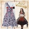 Alice In Wonderland Cosplay Costume For Women With Chiffon Dress Halloween Dress Up