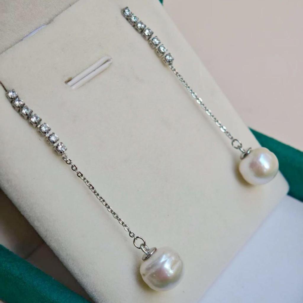 Zhuji Freshwater Baroque Pearl Long Earrings