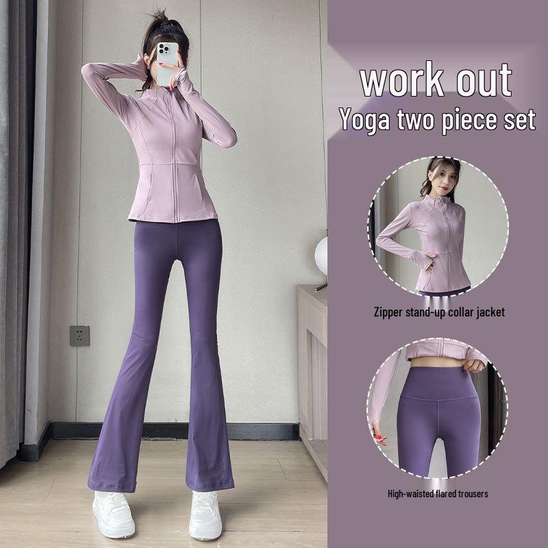 Women's 2024 High-End Yoga Suit: Advanced Pilates Fitness Jacket & Micro Flare Pants