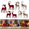 Reindeer Statues Christmas Ornaments Flock Plastic Deer Figurines Table Centerpiece for Home Decoration Ornaments Christmas