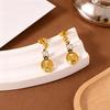 Rhinestone-Embellished Titanium Steel Jewelry Set: 18K Gold Necklace, Bracelet & Earrings for Women