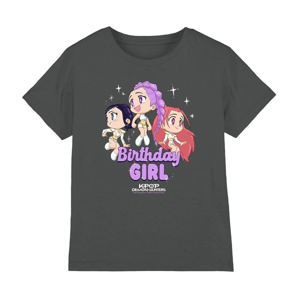 K-Pop Demon Hunters Huntrix Birthday Girl Group Kids T-shirt, Charcoal 130