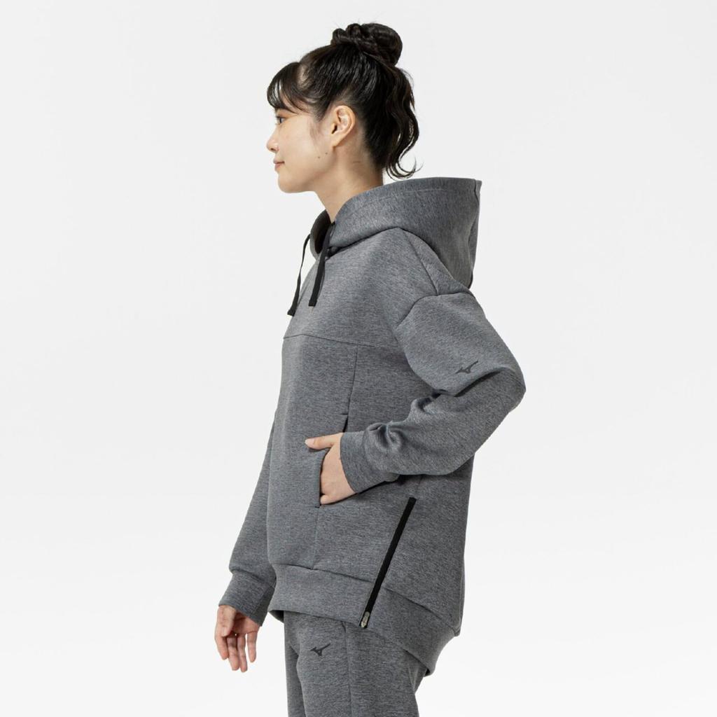 Training Wear Stretch Sweatshirt Pullover Hoodie Easy To Move 32MCC332 Gray Heather [Mizuno] Women's