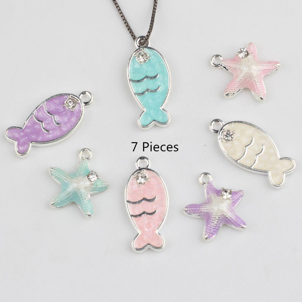 Dripping Oil Cute Fish Women Necklace Pendant Hand Bracelet Girl Diy Starfish Hanging Earrings Accessories