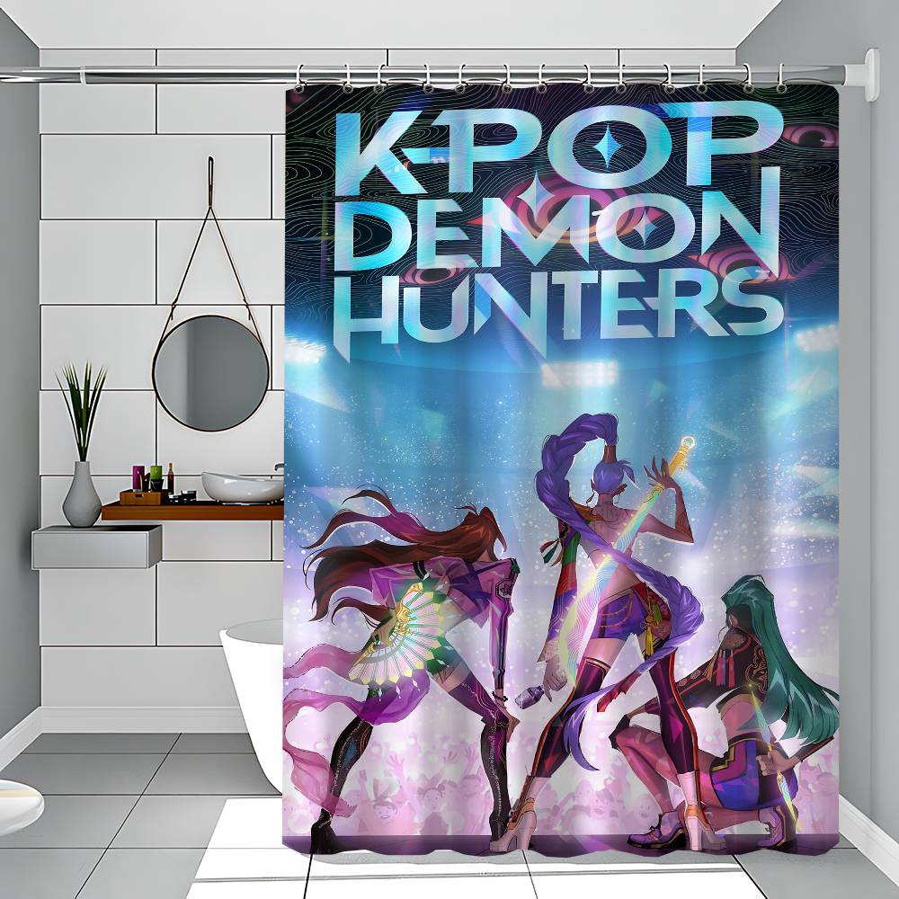 Kpop Dämonenjäger Lustig Und Kreativ Strand Duschvorhang Wasserdicht Polyester Badvorhänge Für Badezimmer Dekorieren Mit Haken