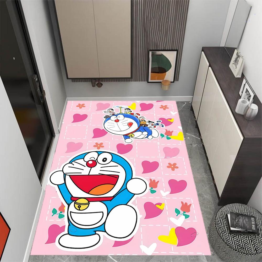 Doraemon Heart Adventure Themed Anti-Slip Rugs - Polyester Home Decor, Suitable for Bedrooms, Living Rooms, Doorways, Studios, and Decorations