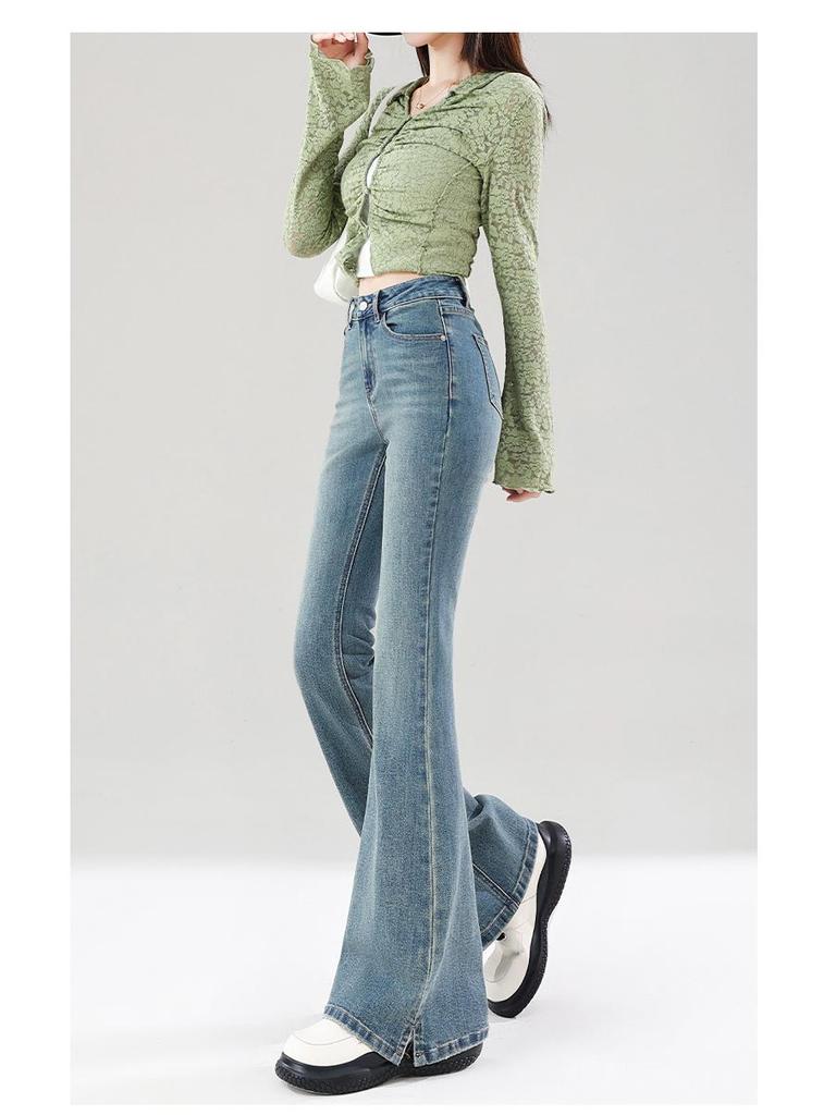 Vintage High-Waisted Slim Fit Petite Micro-Flare Jeans