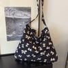 Urban Leopard Print Bow Pattern Canvas Crossbody Bag For Daily Casual Use