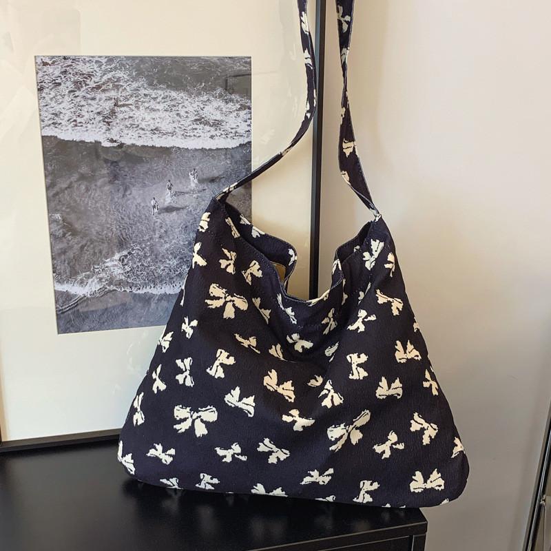 Urban Leopard Print Bow Pattern Canvas Crossbody Bag For Daily Casual Use