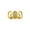 1G-205 for European American Hollow Three-Row Personalized Gold-Plated Zircon-Studded Unisex Braces Halloween Hip-Hop Teeth