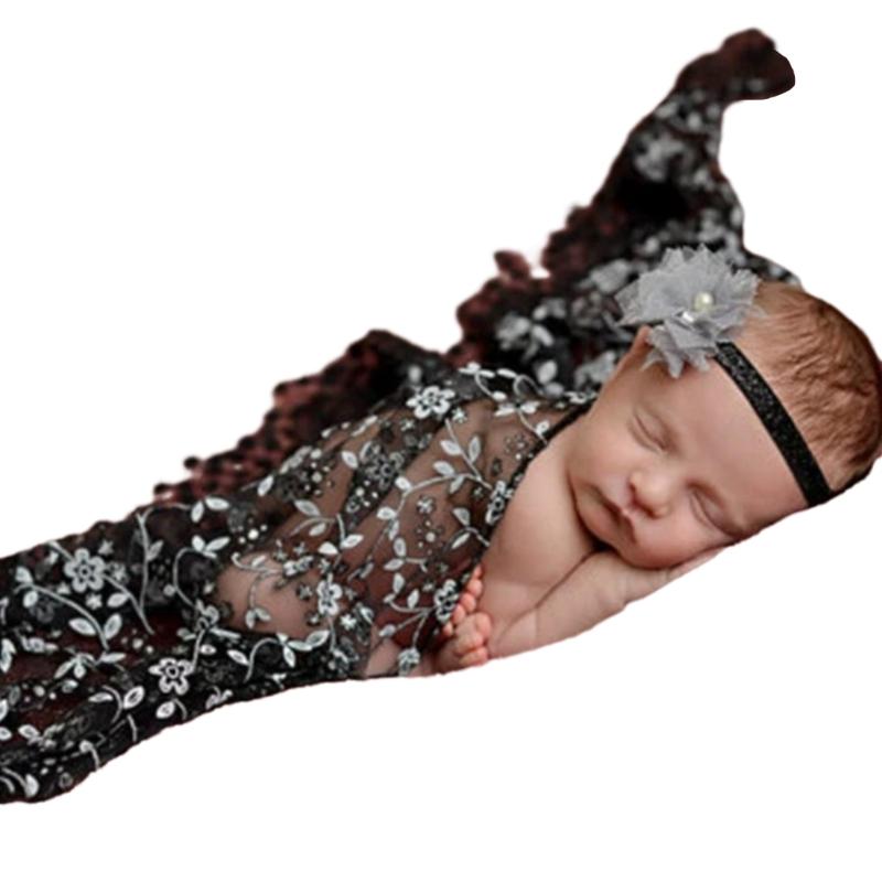 Unique Lace Embroidery Newborn Photography Props Soft Wrapping Cloth Photoshoots Baby Girls Photo Shoot Accessories
