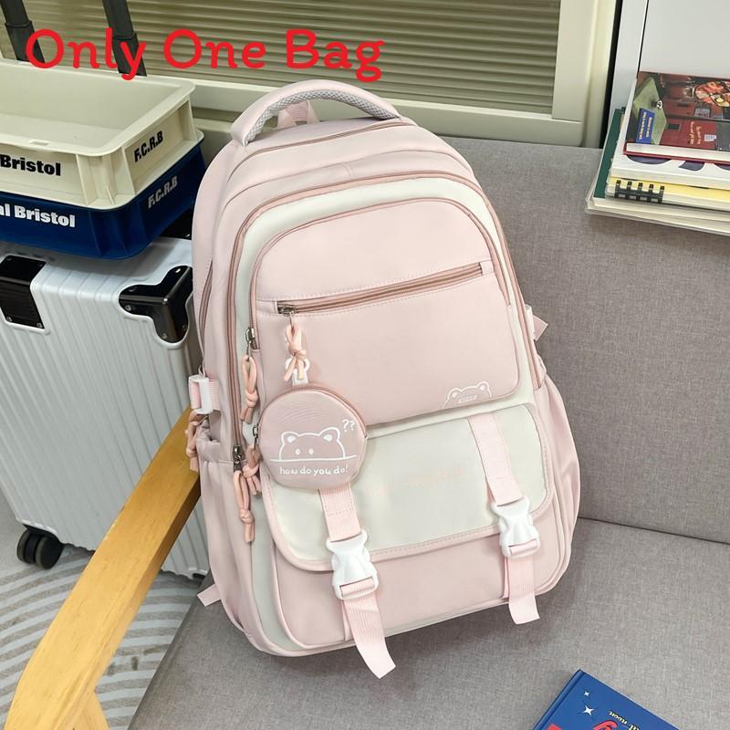 Youthful Candy Color Backpack With Fabric For School And Travel Use