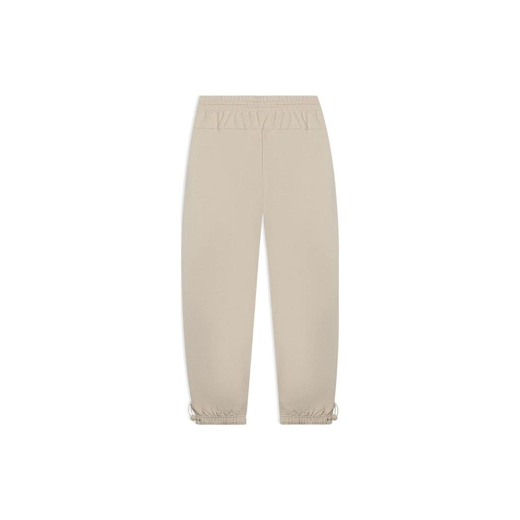 Li-Ning Sports Basketball Series Solid Color Letter Print Loose Cuff Knit Sweatpants Men Bottoms Light-Beige AKLT073-7