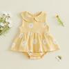 Infant Baby Girl Romper Dress Summer Doll Collar Sleeveless Daisy Flower Print Jumpsuit