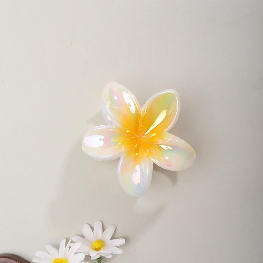 Plumeria Claw Clip: Candy-Colored Flower Updo Hair Accessory for Beach Vacations