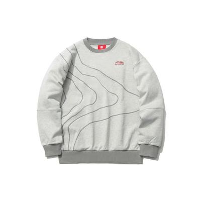 Li Ning Sport Konst Vardaglig Lös Pullover Tröja Herr Tröja Grå AWDR165-4