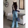 Women's Fashion Casual Solid Color Print High Waist Trousers Pants & Capris