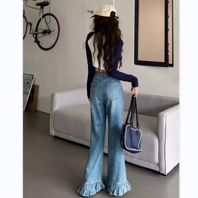Women's Fashion Casual Solid Color Print High Waist Trousers Pants & Capris
