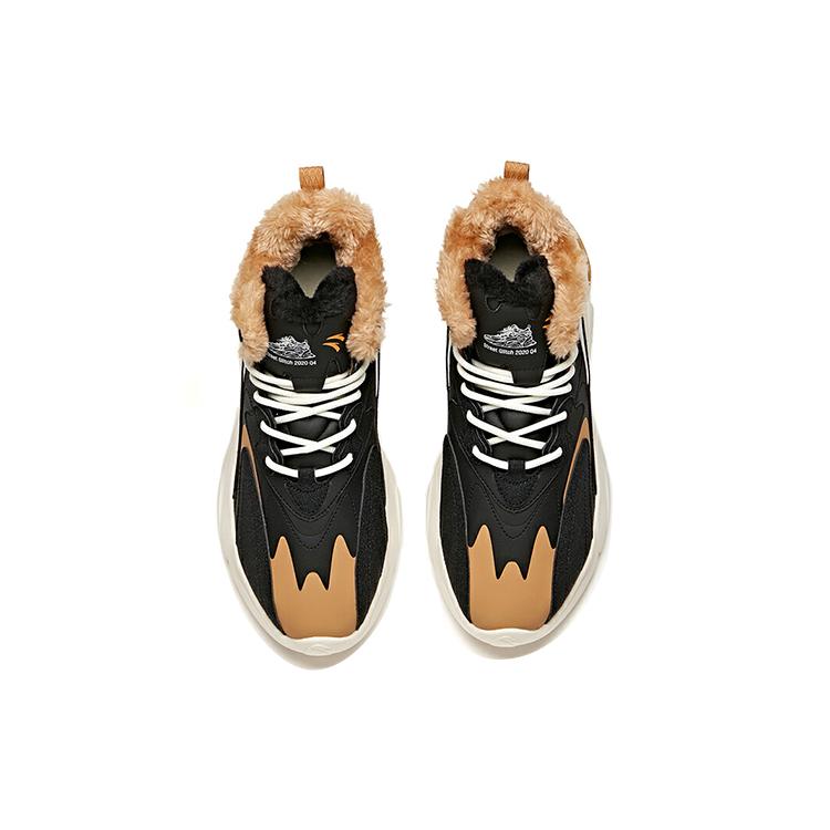 New Anta Pulse Cushioned Anti Slip And Wear Resistant Warm High Top Sports Casual Shoes Men's Black Brown 912048910-2