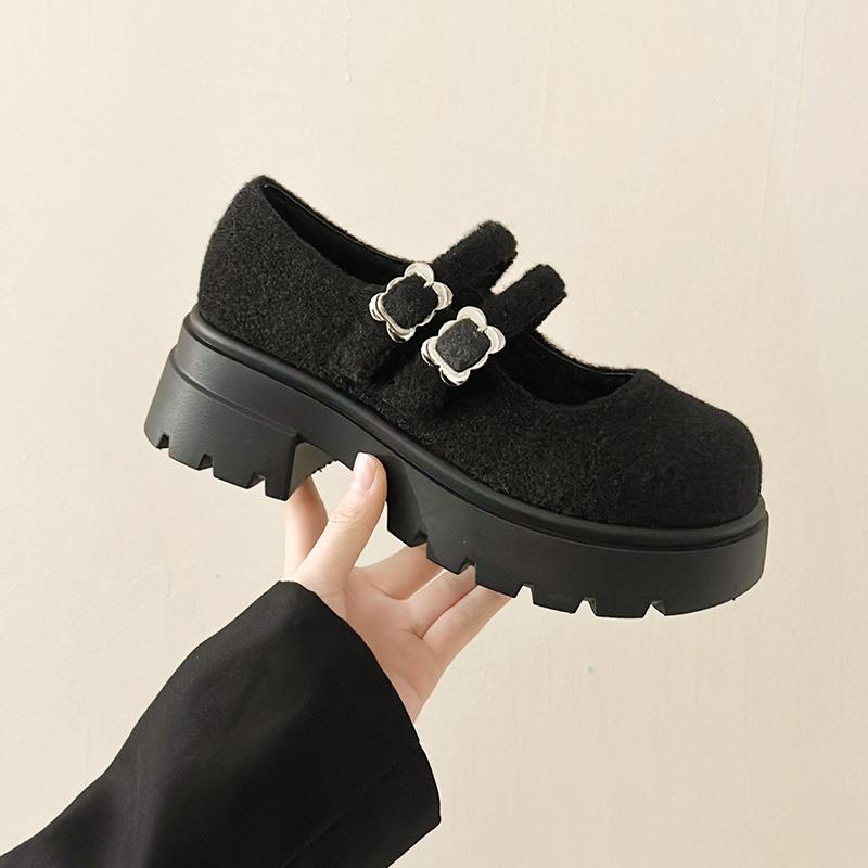 

Platform thick heel Mary Jane women s shoes 2025 spring and autumn new versatile British style small leather shoes loafers single shoes women 40 чёрный