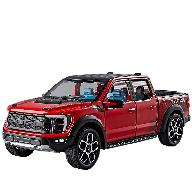 1/20 Ford Raptor F150 Pickup Alloy Truck Car Model Diecast Metal Off-road Vehicle Car Model Sound Light Simulation Kids Toy Gift